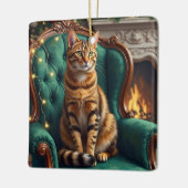 Elegant Abyssinian Cat Regal Holiday Portrait Art Keramikornament (Links)