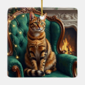 Elegant Abyssinian Cat Regal Holiday Portrait Art Keramikornament (Rückseite)