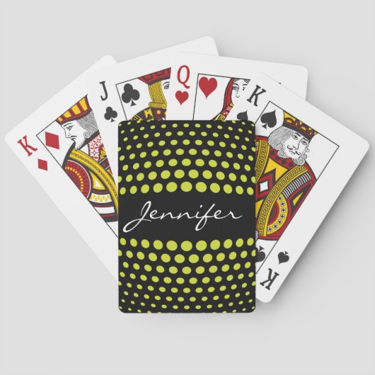 Elegant Acid Green Polka Dots Pattern Spielkarten (Rückseite)