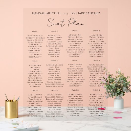 Elegant Acrylic Wedding Seating Chart Acrylschild (Hochzeit)