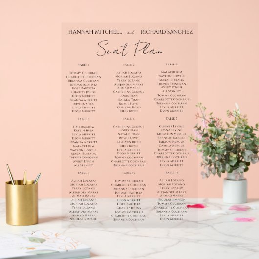 Elegant Acrylic Wedding Seating Chart Acrylschild (Hochzeit)
