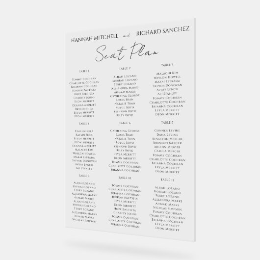Elegant Acrylic Wedding Seating Chart Acrylschild (Winkel)