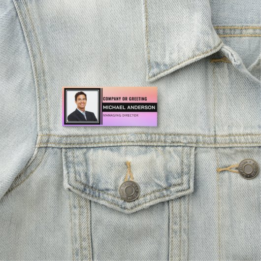 Elegant & Add-Logos Beruflicher Mitarbeiter Namensschild (Beispiel)