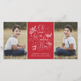 Elegant Adore Him | Weihnachts-Zwei-Foto Feiertagskarte