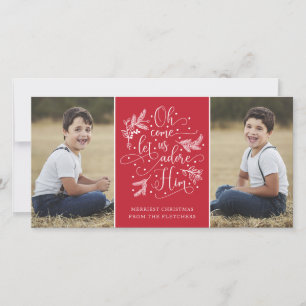 Elegant Adore Him   Weihnachts-Zwei-Foto Feiertagskarte