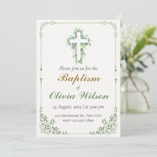 Elegant Adult Baptism Invitation Einladung (Stehend Vorderseite)