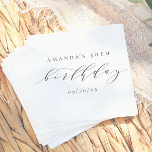 Elegant Adult Birthday Script Calligraphy Serviette