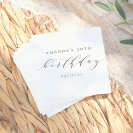 Elegant Adult Birthday Script Calligraphy Serviette