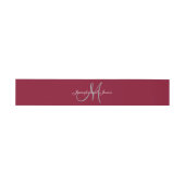 Elegant Affair Burgundy Monogram Script Wedding Einladungsbanderole (Flach)