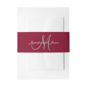 Elegant Affair Burgundy Monogram Script Wedding Einladungsbanderole