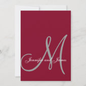 Elegant Affair Burgundy Script Monogram Wedding Einladung (Vorderseite)