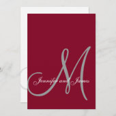 Elegant Affair Burgundy Script Monogram Wedding Einladung (Vorne/Hinten)