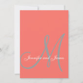 Elegant Affair Coral Gray Mit Monogramm Wedding Einladung (Vorderseite)