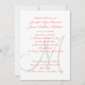 Elegant Affair Coral Gray Monogram Wedding Einladung (Rückseite)