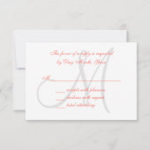 Elegant Affair Coral Gray Monogram Wedding RSVP (Rückseite)
