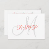 Elegant Affair Coral Gray Monogram Wedding RSVP (Vorne/Hinten)