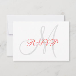 Elegant Affair Coral Gray Monogram Wedding RSVP Karte