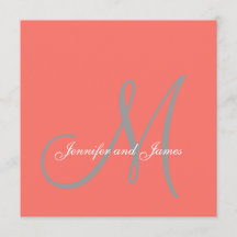 Elegant Affair Coral Gray Script Monogram Wedding