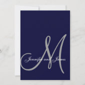 Elegant Affair Navy Blue Gray Initial Wedding Einladung (Vorderseite)