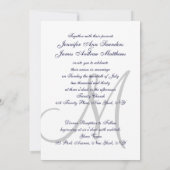 Elegant Affair Navy Blue Gray Initial Wedding Einladung (Rückseite)