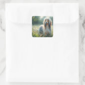 Elegant Afghan Hound – Floral Meadow Painting Quadratischer Aufkleber (Tasche)