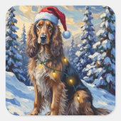 Elegant Afghan Hound Winter Wonderland Christmas Quadratischer Aufkleber (Vorderseite)