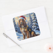 Elegant Afghan Hound Winter Wonderland Christmas Quadratischer Aufkleber (Umschlag)