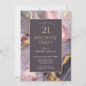 Elegant Agate 21. Geburtstag Party Einladung (Vorderseite)