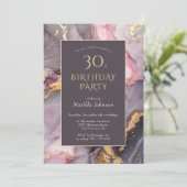 Elegant Agate 30. Geburtstag Party Einladung (Stehend Vorderseite)
