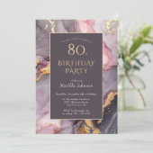 Elegant Agate 80. Geburtstagsparty Einladung (Stehend Vorderseite)