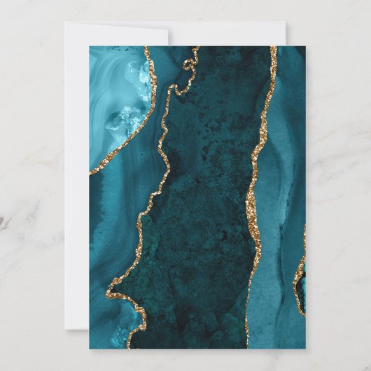 Elegant Agate Aquamarin Gold Ivory Save the Date Einladung (Rückseite)