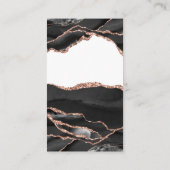 Elegant Agate Black Rose Gold Wedding Website Begleitkarte (Rückseite)