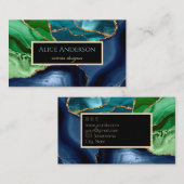 Elegant Agate Deep Blue Green Designer Visitenkarte (Vorne/Hinten)