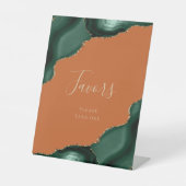 Elegant Agate Emerald Green Rust Gastgeschenke Hoc Sockelschild (Vorderseite)