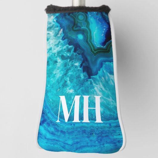 Elegant Agate Golfer Initial Monogram Golf Headcover (Rotieren 90)