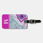 Elegant Agate Initial Monogram Gepäckanhänger (Vorderseite horizontal)