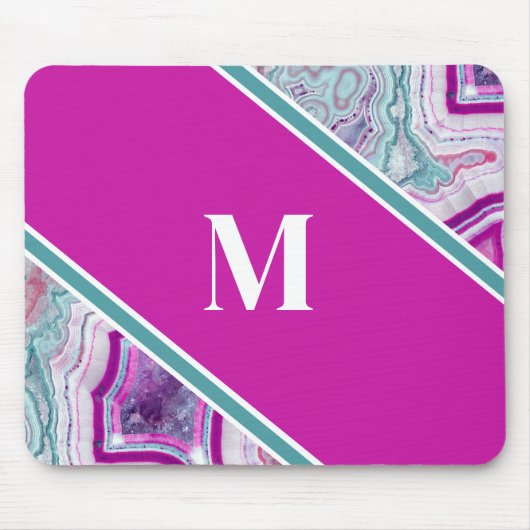 Elegant Agate Initial Monogram Mousepad (Vorne)