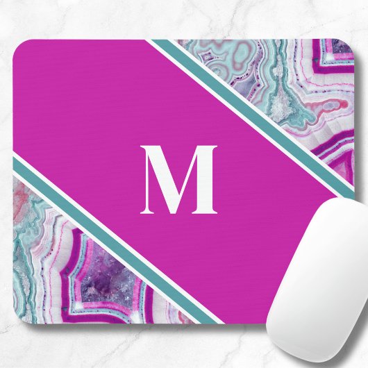 Elegant Agate Initial Monogram Mousepad