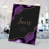 Elegant Agate Lila Gold Dunkle Gastgeschenke Hochz Sockelschild