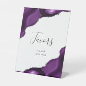 Elegant Agate Lila Silver Gastgeschenke Hochzeiten Sockelschild (Vorderseite)