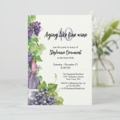 Elegant Aging Like Fine Wine 40th Birthday Party Einladung (Stehend Vorderseite)