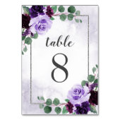 Elegant Airy Boho Floral Lila und Silver Wedding Tischnummer (Rückseite)