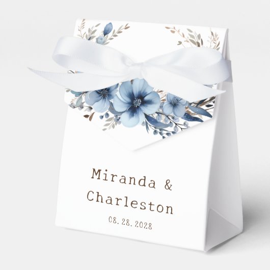 Elegant Airy Dusty Blue Floral Wedding Geschenkschachtel (Vorderseite)