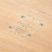 Elegant Airy Greenery Gold Cross Bestätigung Acryleinladungen (Ablage )
