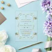 Elegant Airy Greenery Gold Cross Bestätigung Acryleinladungen (In Situ (Hochzeit))