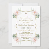 Elegant Airy Greenery Pink Floral Confirmation  Einladung (Vorderseite)