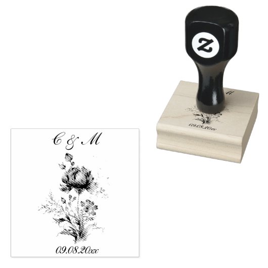 Elegant All Blue Chrysanths Wedding Gummistempel (Stempel)