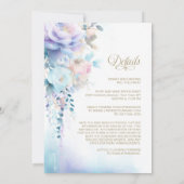 Elegant All in One Blue Floral Wedding Einladung (Rückseite)