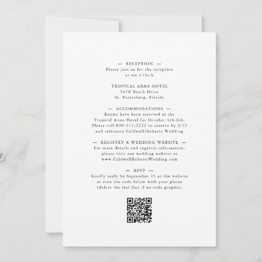 Elegant All in One Dusty Blue Eucalyptus Wedding Einladung (Rückseite)