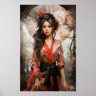 Elegant Allure: Portrait einer japanischen Poste Poster